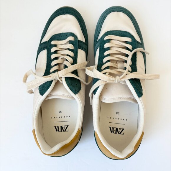 NWOT Zara white and green sneakers with yellow on back - Picture 2 of 6